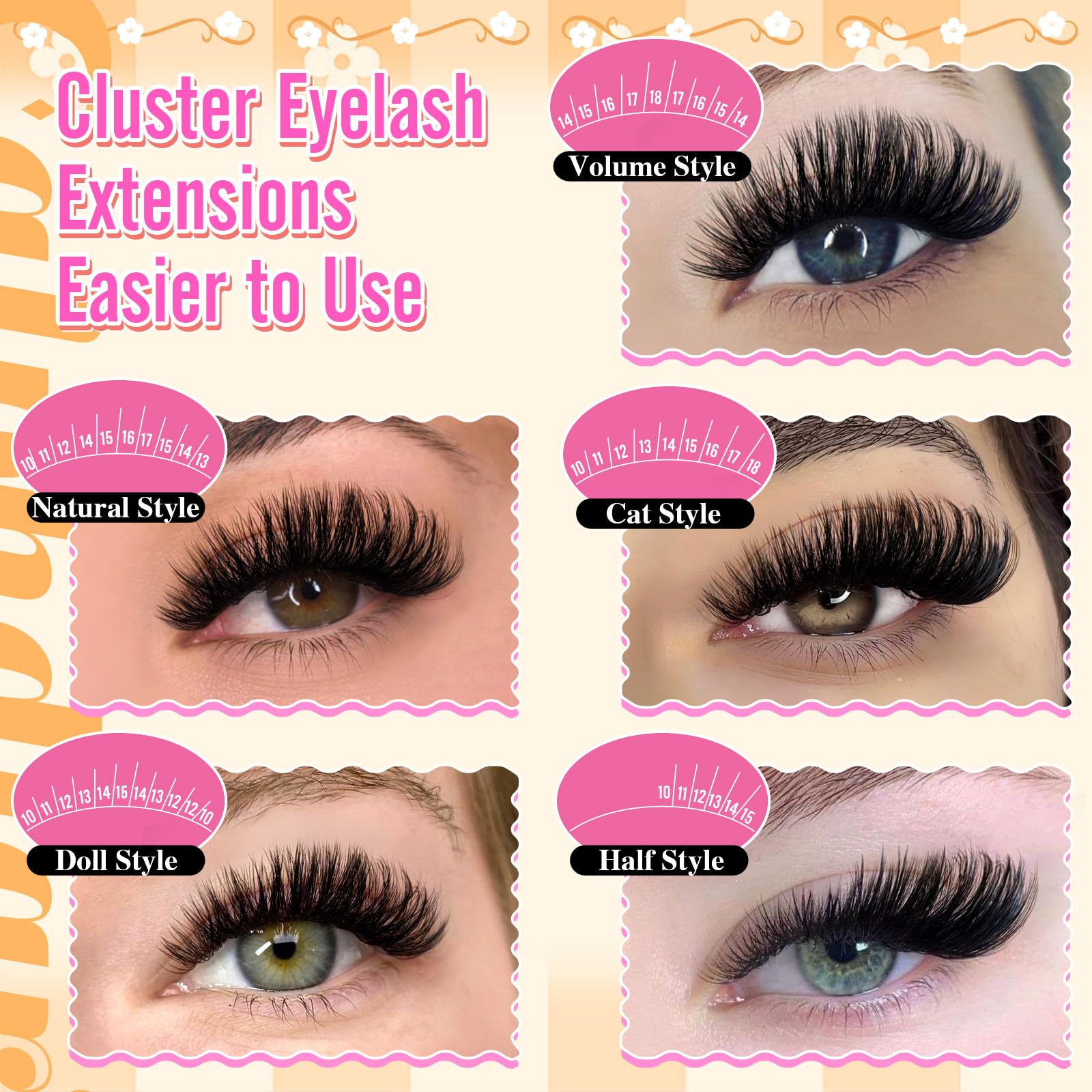 Calphdiar Lashes Clusters feature D-curly texture for wider eye