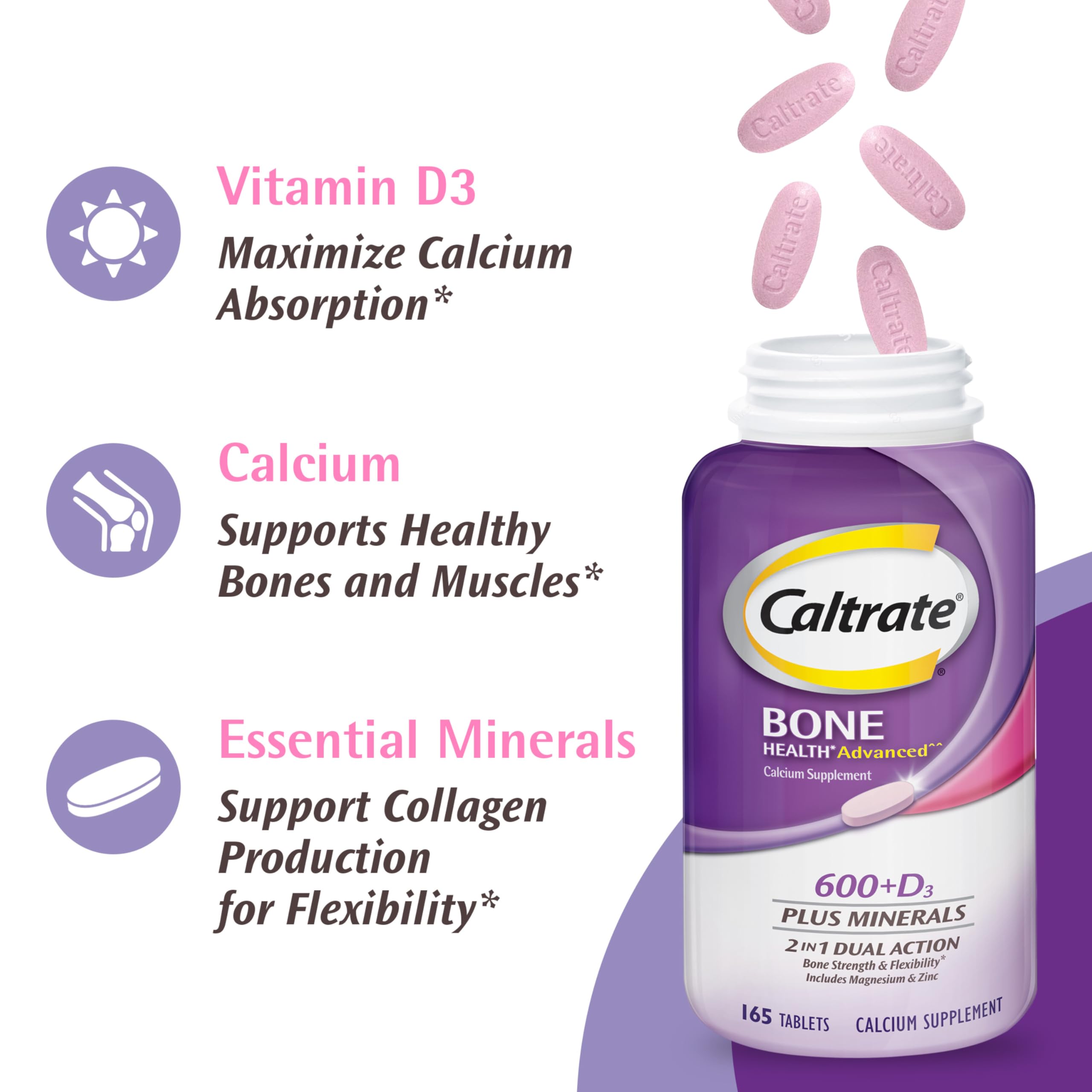 165-count Caltrate bottle ready for a long-term bone health routine