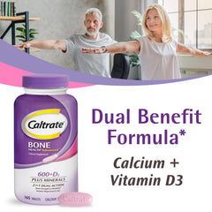 Closeup of Caltrate tablets showing 600 mg calcium and 20 mcg vitamin D3