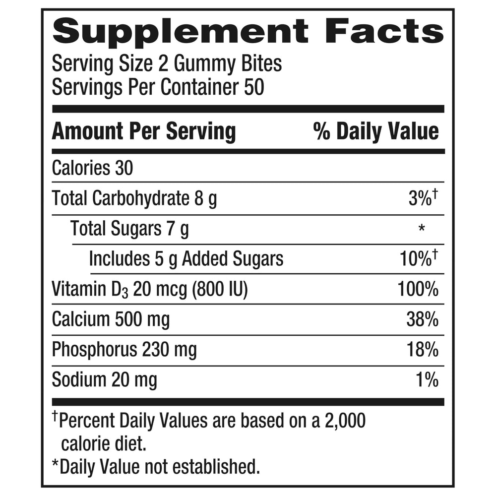 Caltrate Gummy Bites bottle with cap sealed for on the go use.