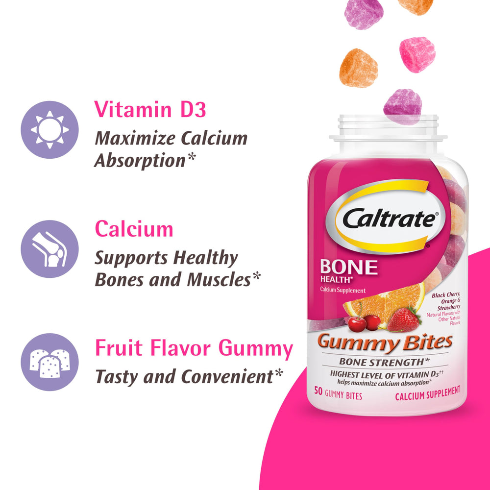 Caltrate Gummy Bites on-the-go bottle ready for busy days.