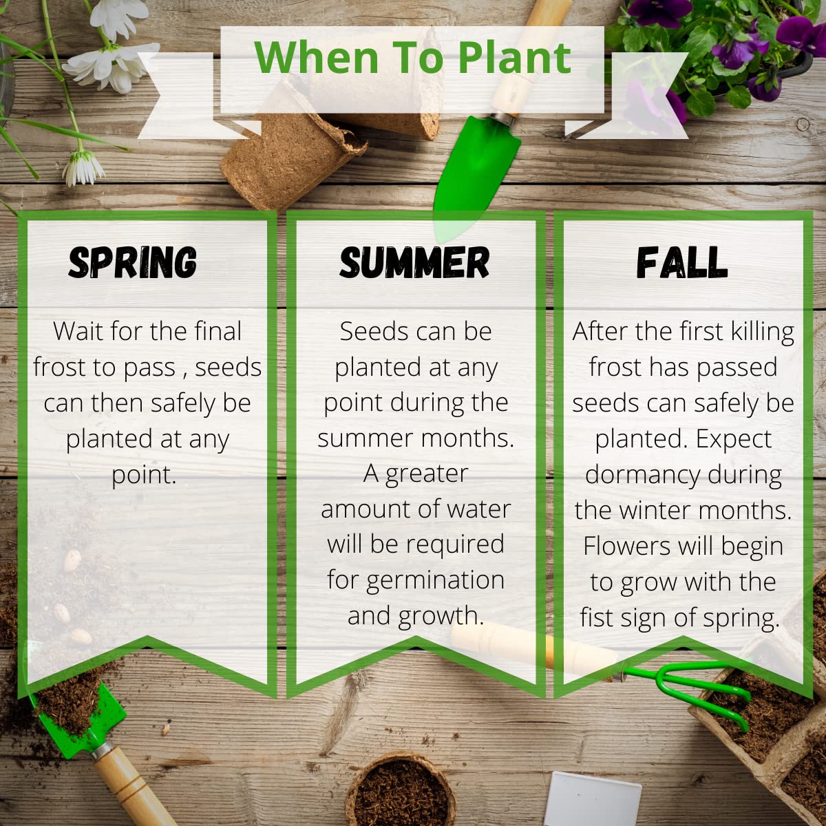 Camas Pollinator Seed Packets cover up to 10 square feet of space.