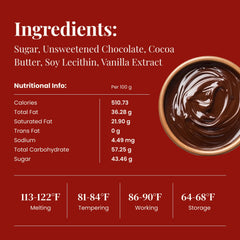 Cambie dark chocolate couverture close-up shows smooth, glossy texture for coatings