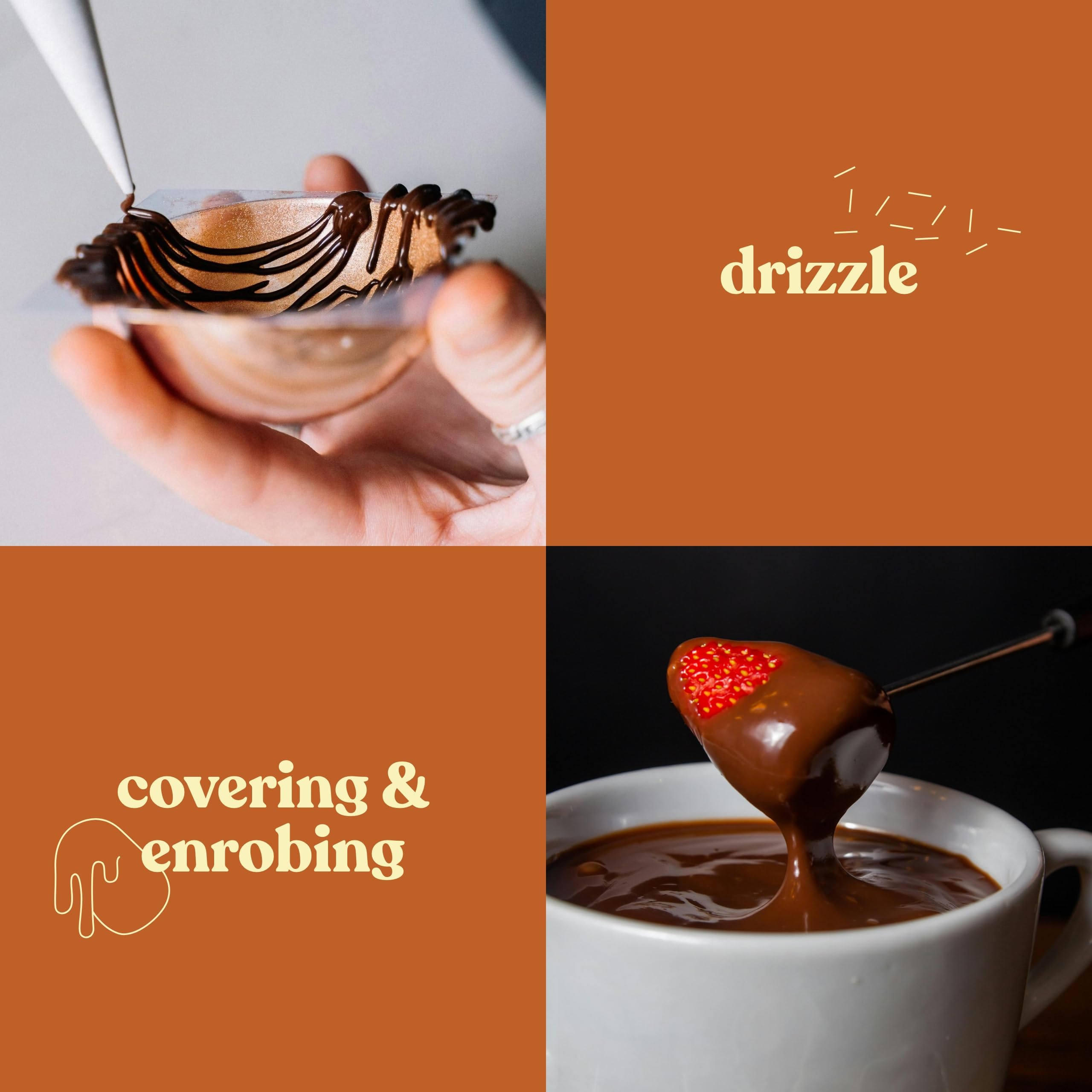 Cambie dipping chocolates ideal for polished fruit and pretzels.