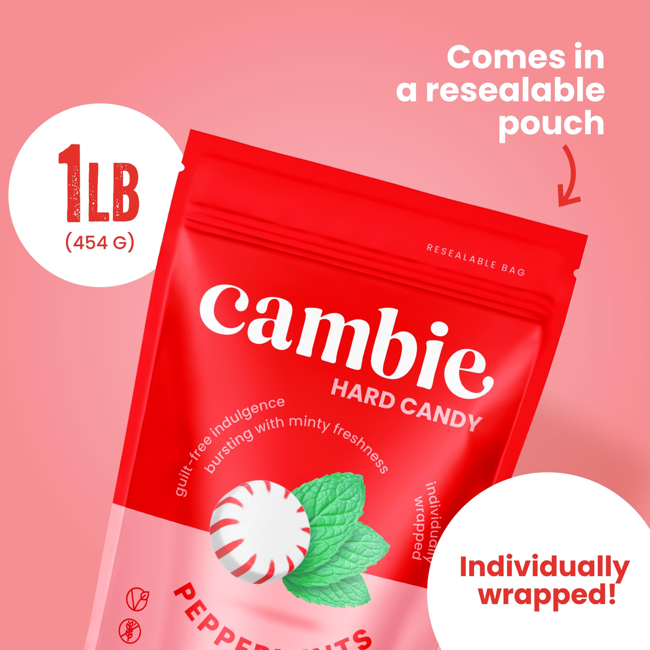Cambie keto-friendly peppermint candy supporting low-carb treats.