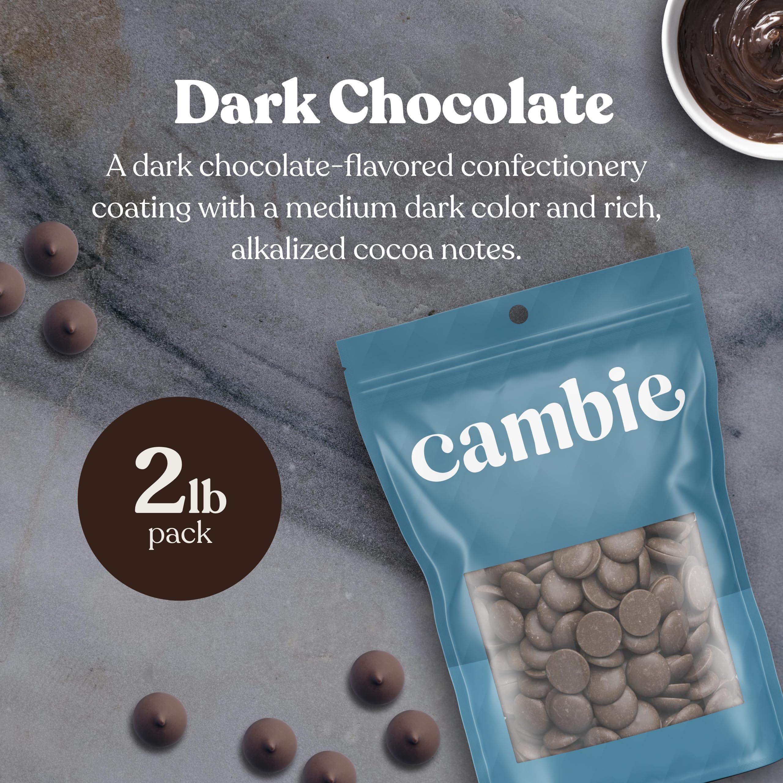 Cambie Merckens dark melts used in a Dubai chocolate bar recipe.