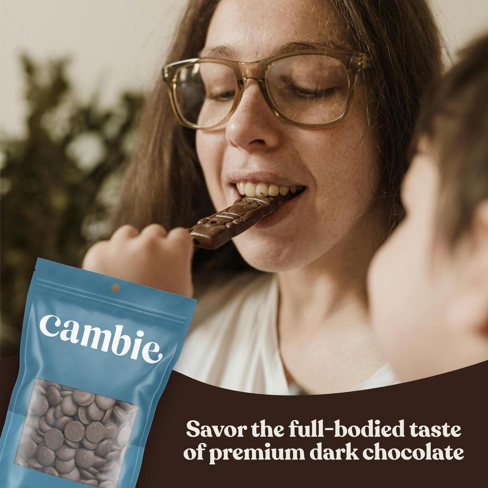 Cambie Merckens dark melts deliver a silky finish on desserts.