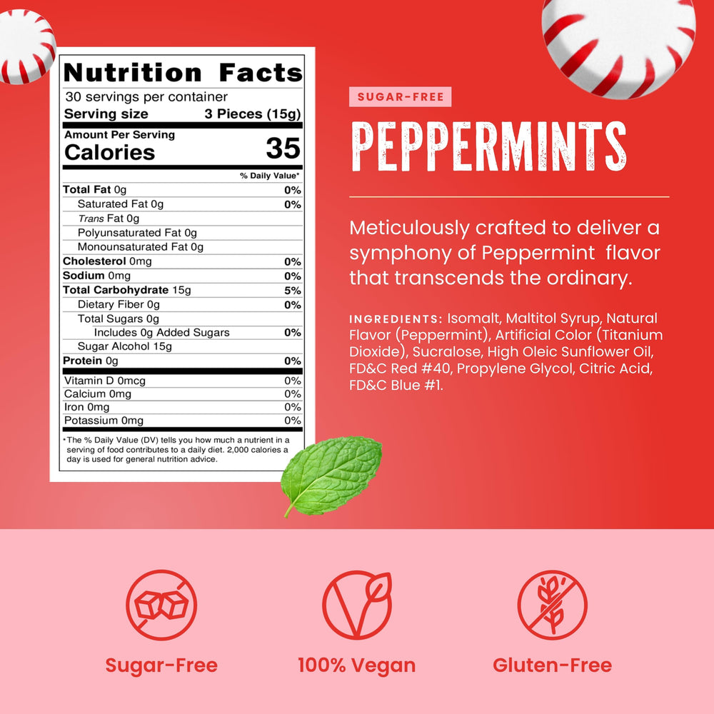 Cambie peppermint hard candy individually wrapped for fresh breath after meals.