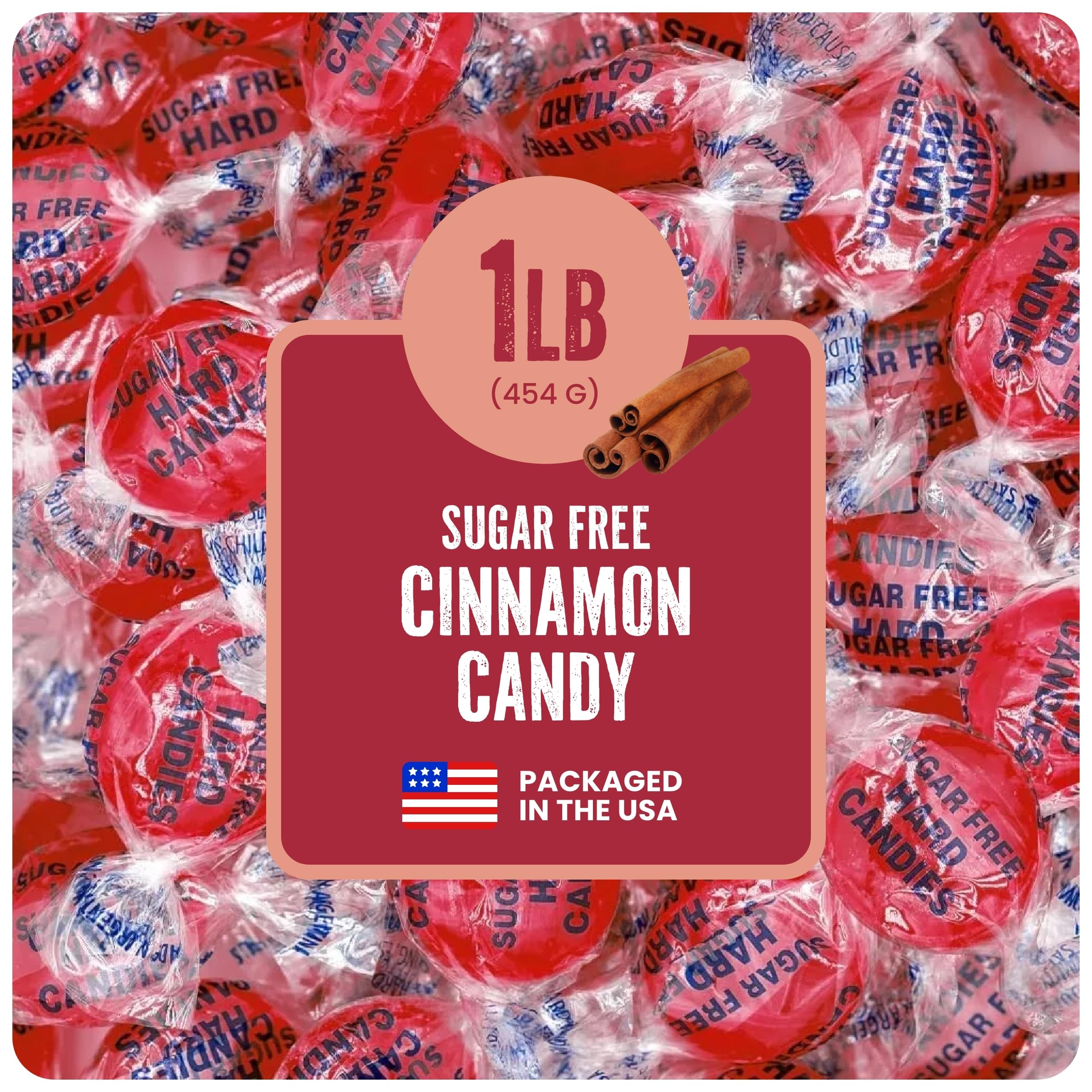Cambie Sugar Free Cinnamon hard candy, individually wrapped for on-the-go freshness.