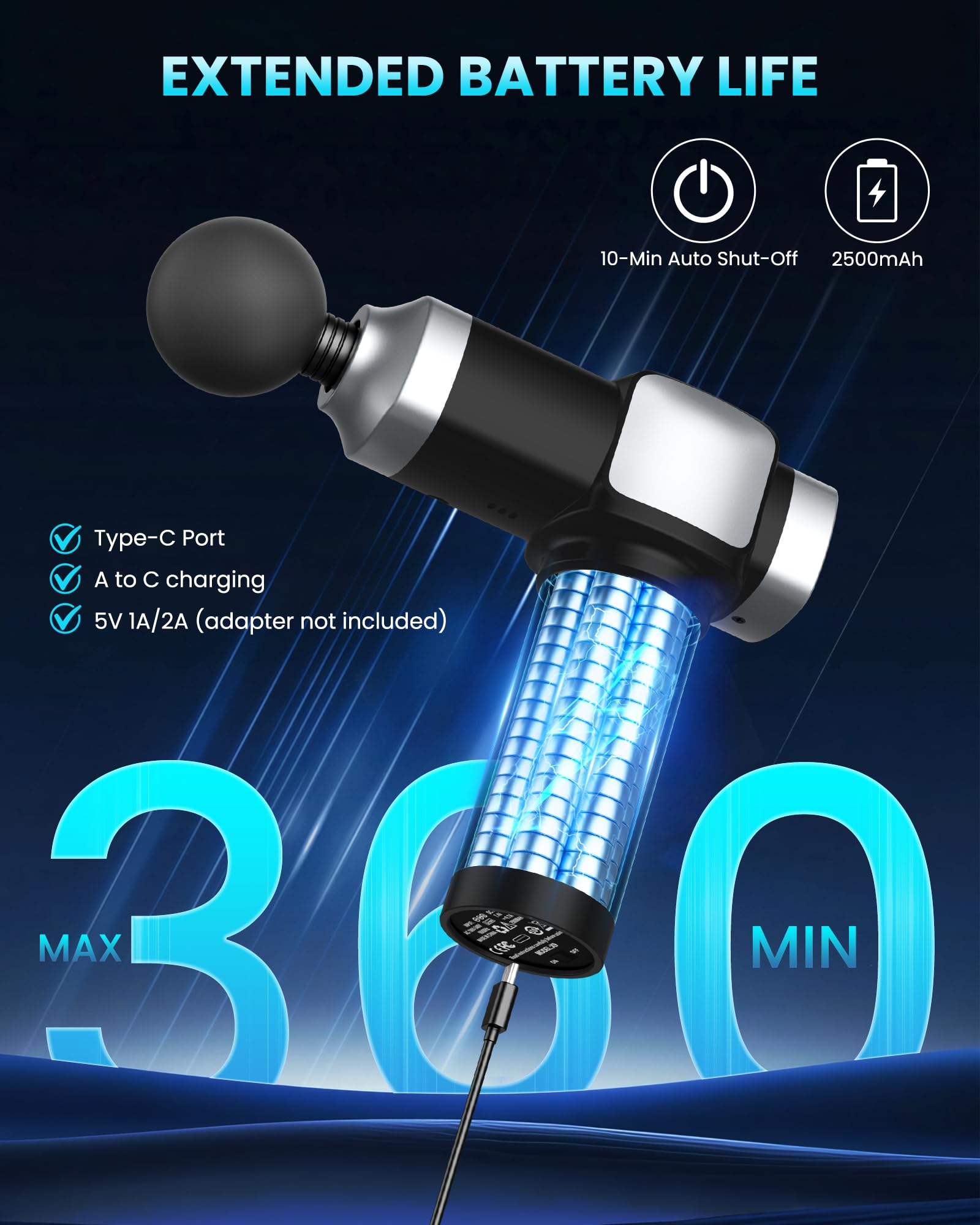 CAMEFER massage gun features a quiet motor for distraction-free use