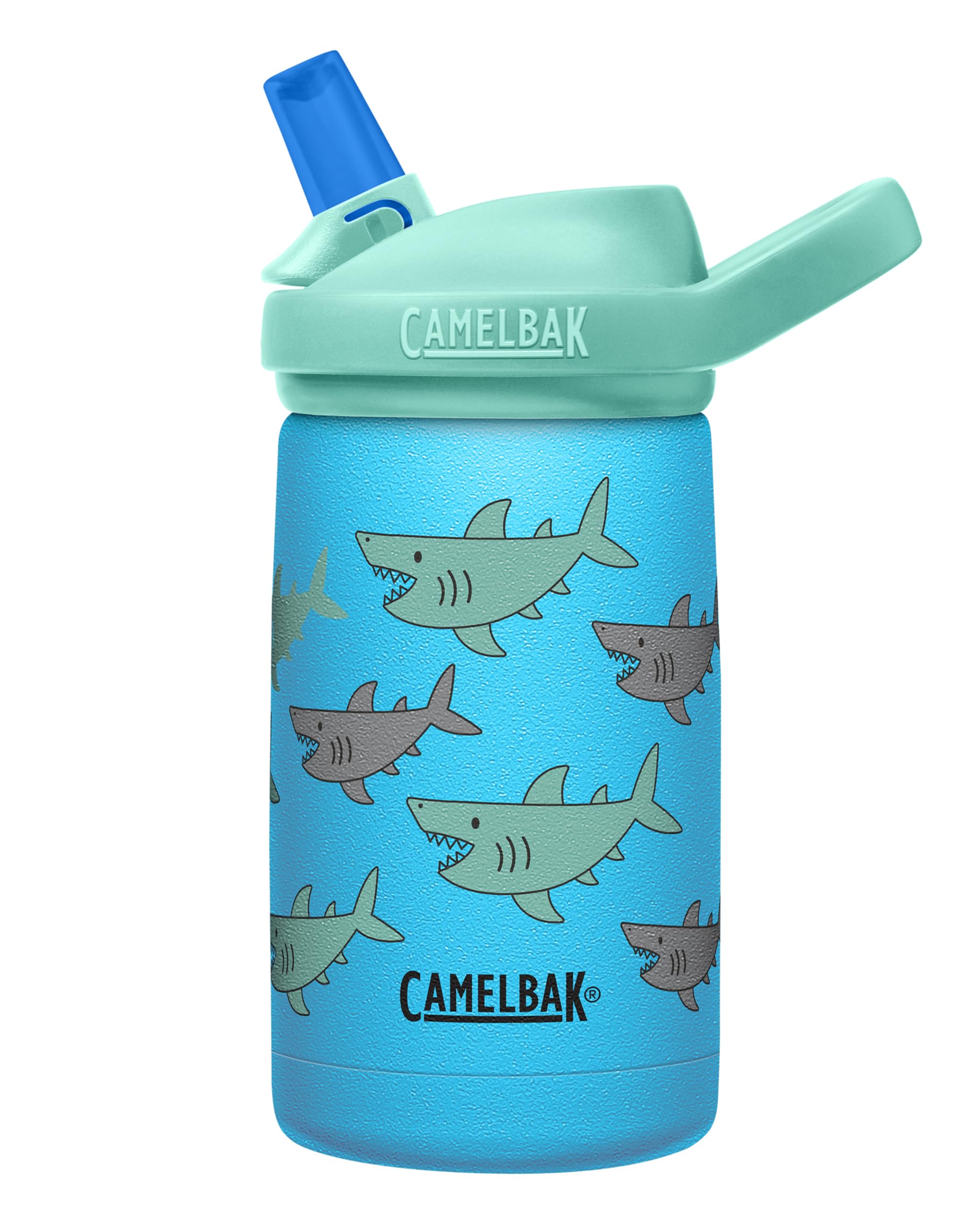 CamelBak Eddy+ Kids bottle shark design front view for school adventures