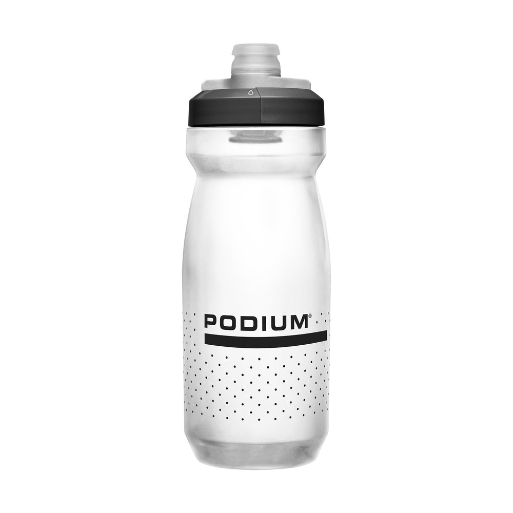 CamelBak Podium bottle durable build shown in rugged trail setting.