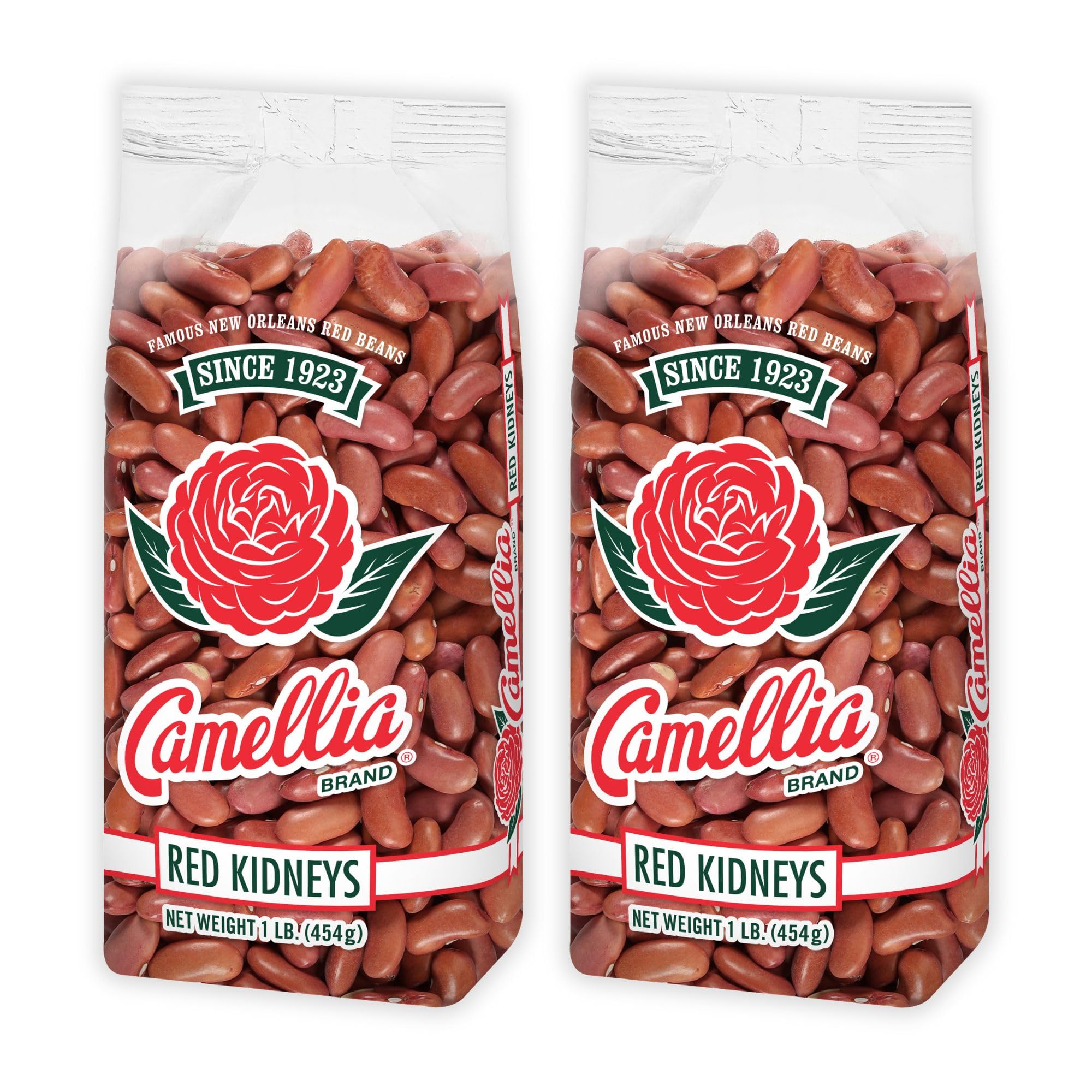 Camellia Brand dried red kidney beans two-pack ready for versatile meals.