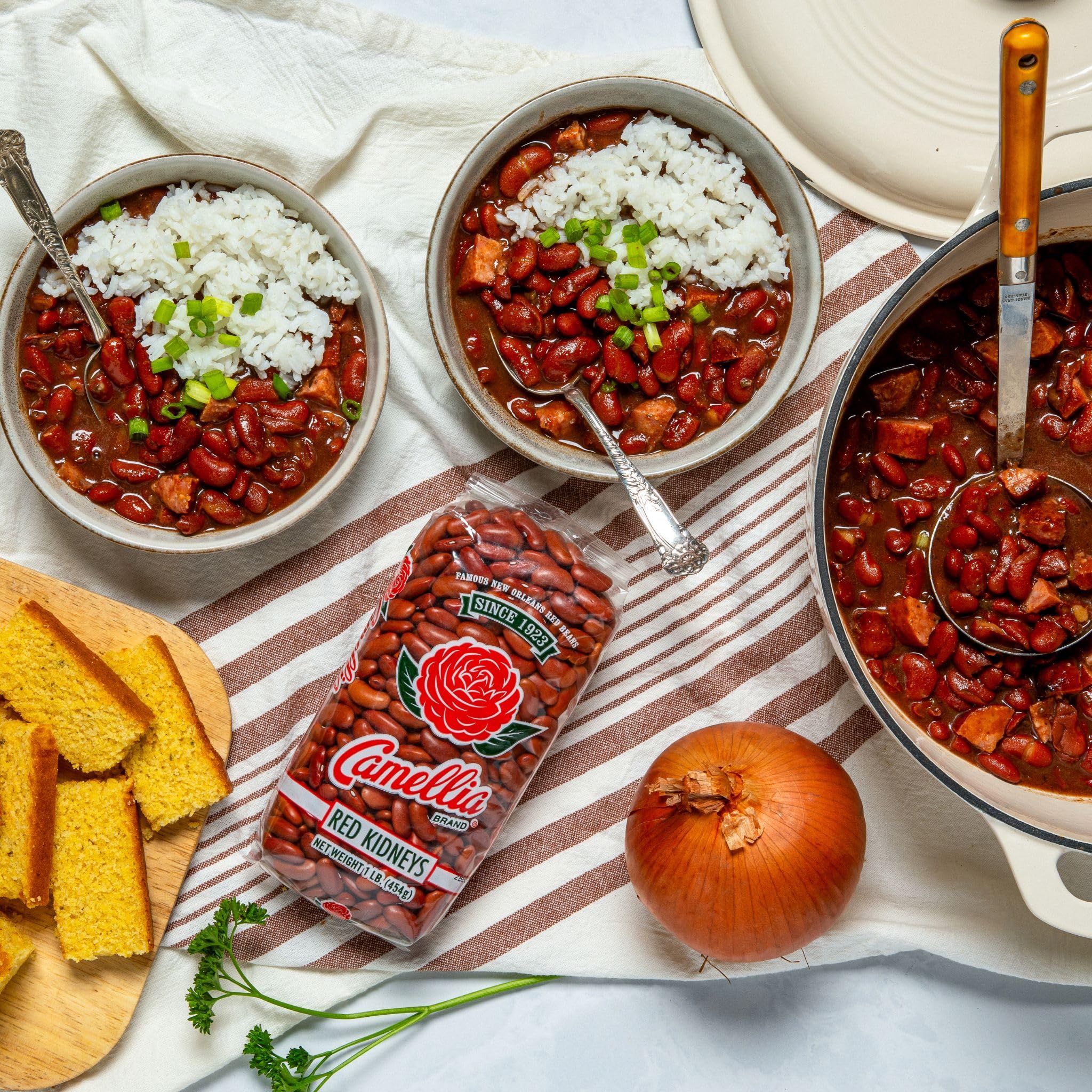 Camellia Brand dry beans close-up highlighting quality texture and consistency.