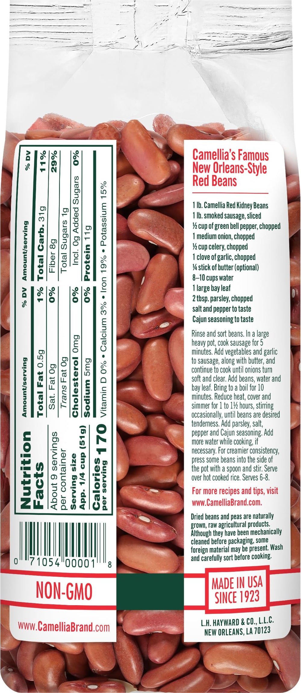 Camellia Brand kidney beans in pantry storage for batch cooking and shelf life.