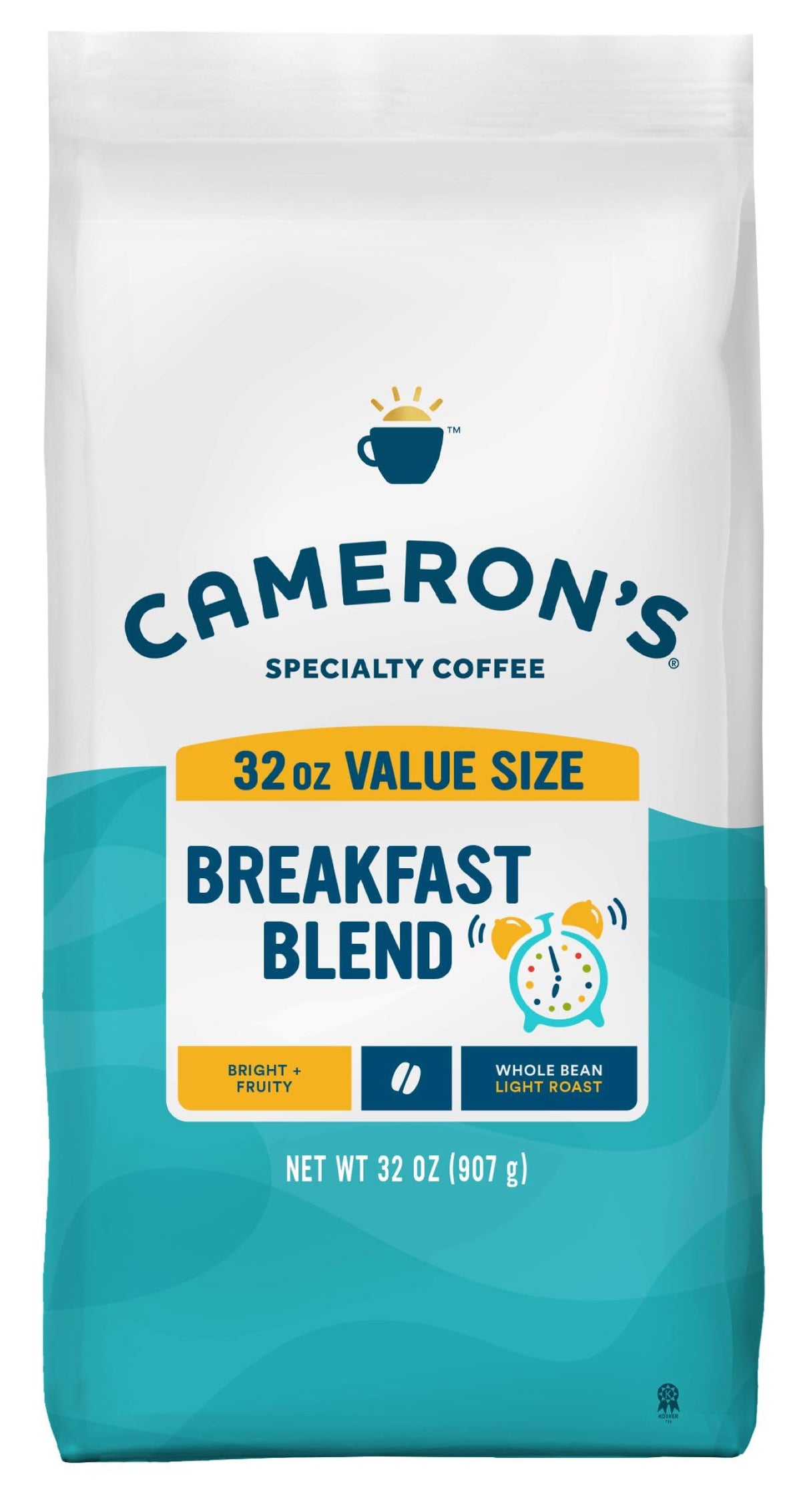 Cameron's Coffee Breakfast Blend 32oz bag ready for home brewing.
