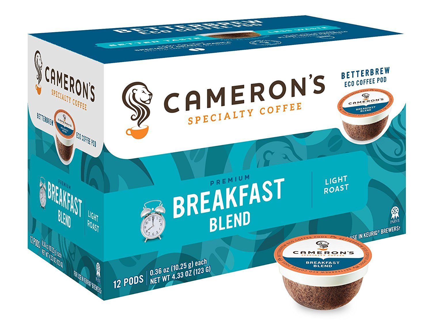 Cameron's Coffee Breakfast Blend single-serve pods deliver a rich morning cup.