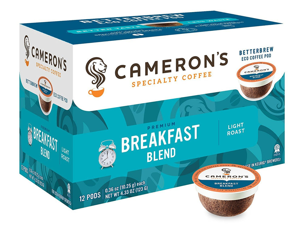 Cameron's Coffee Breakfast Blend single-serve pods deliver a rich morning cup.