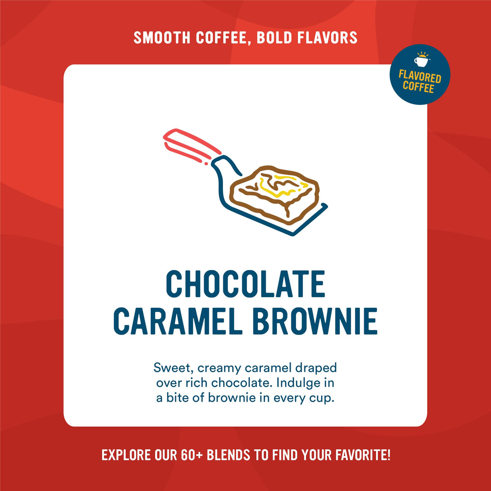 Pour-over setup with Cameron's Chocolate Caramel Brownie brew close-up