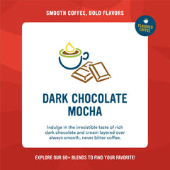 Cameron's Coffee Dark Chocolate Mocha beans close-up highlights premium Arabica flavor.