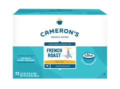 Cameron's Coffee French Roast pods in a 72-count box for quick mornings.