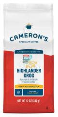 Close-up of Cameron's Highlander Grog Arabica beans showing premium quality
