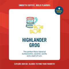 Mug view with Cameron's Highlander Grog, ideal for morning ritual