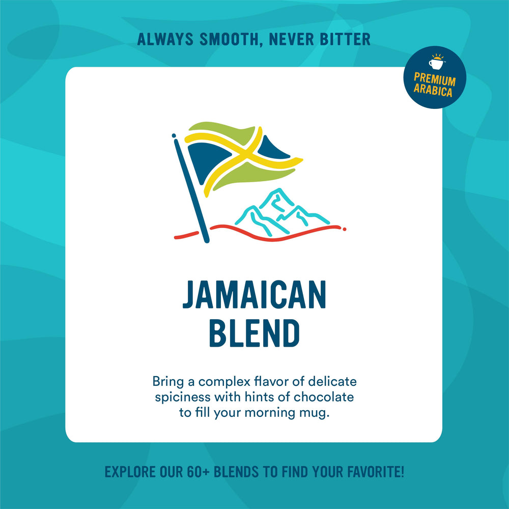 Cameron's Coffee Jamaican Blend beans close-up, premium Arabica notes