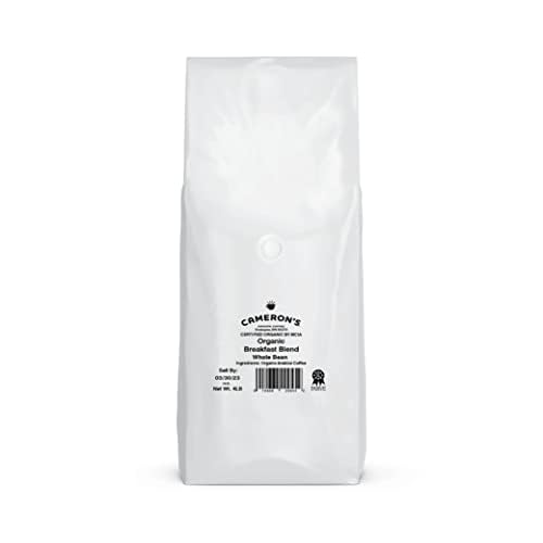 Cameron's Coffee Organic Breakfast Blend beans closeup highlighting color and aroma.