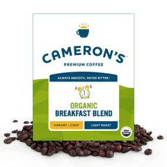 Cameron's Coffee Organic Breakfast Blend whole-bean 4lb bag front showing premium quality.