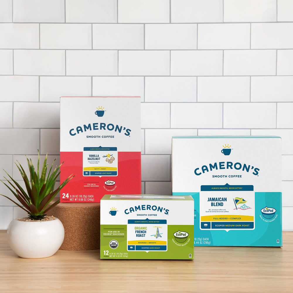 Cameron's Coffee pod in a Keurig-style brewer for quick, dependable mornings.