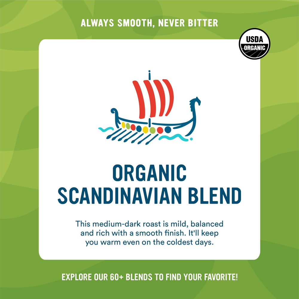 Cameron's Scandinavian blend medium-dark roast, ideal for cozy mornings and balanced, smooth cup profiles.