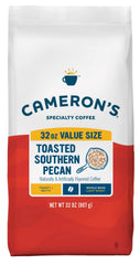 Cameron's Coffee Toasted Southern Pecan bag highlights premium flavor for a fresh morning brew.