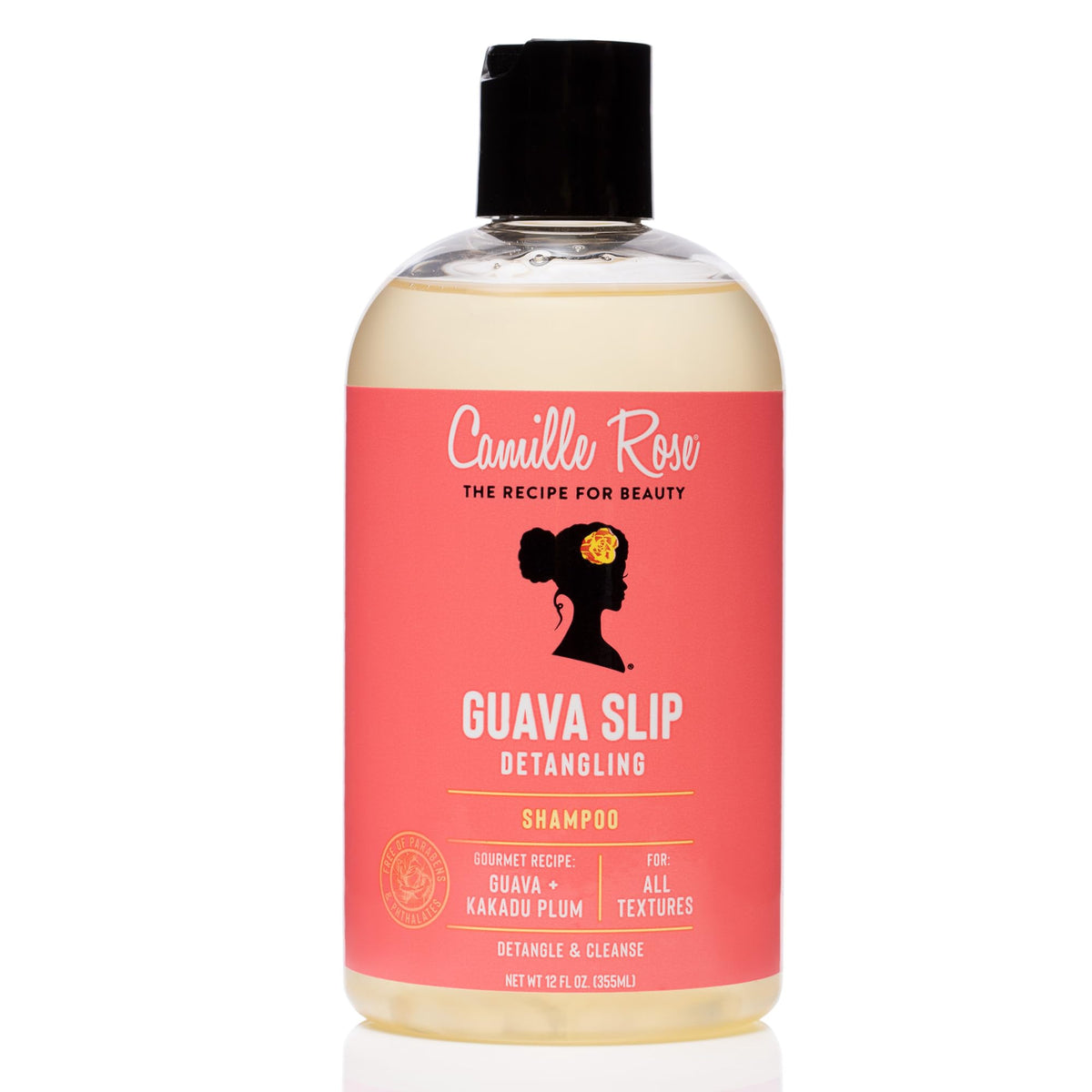 Camille Rose Guava Slip Detangling Shampoo bottle ready for detangling routine