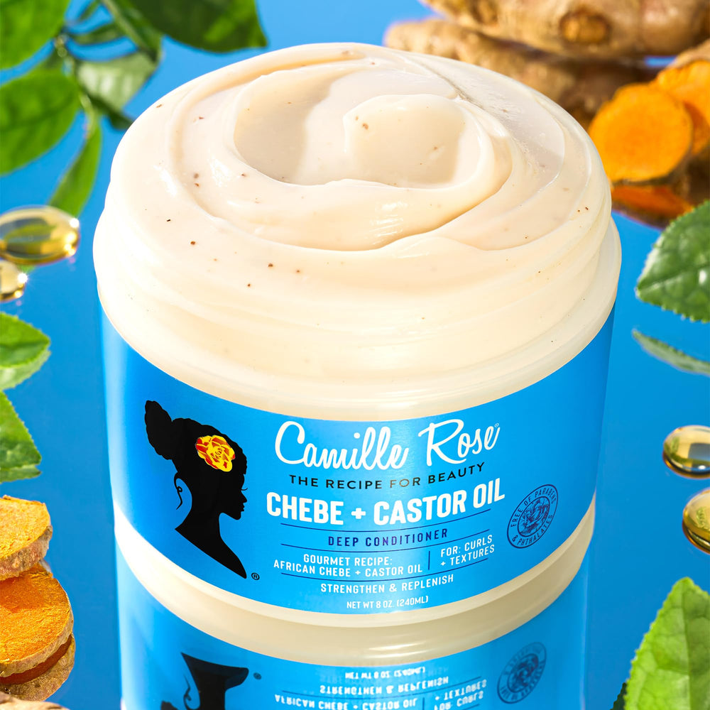 Camille Rose textured hair closeup showcasing enhanced shine and frizz control.