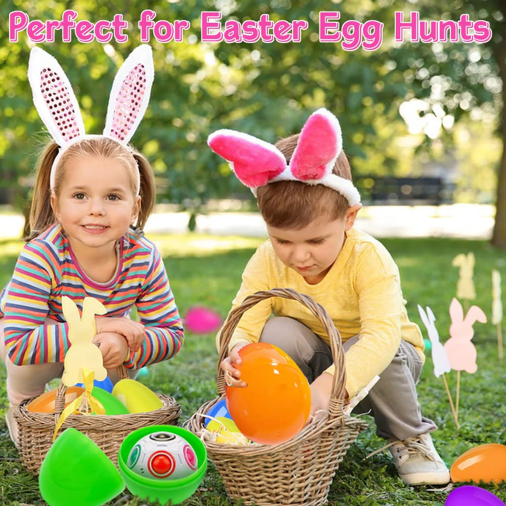 CAMIRUS giant Easter eggs standing upright with flat bottoms for easy filling.