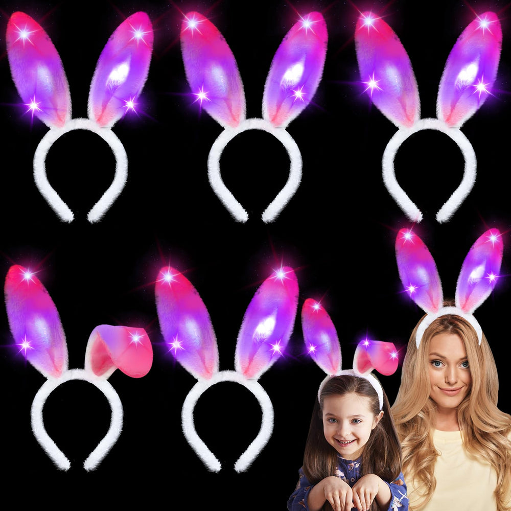 Camlinbo LED bunny ears headband worn by model for festive Easter fun