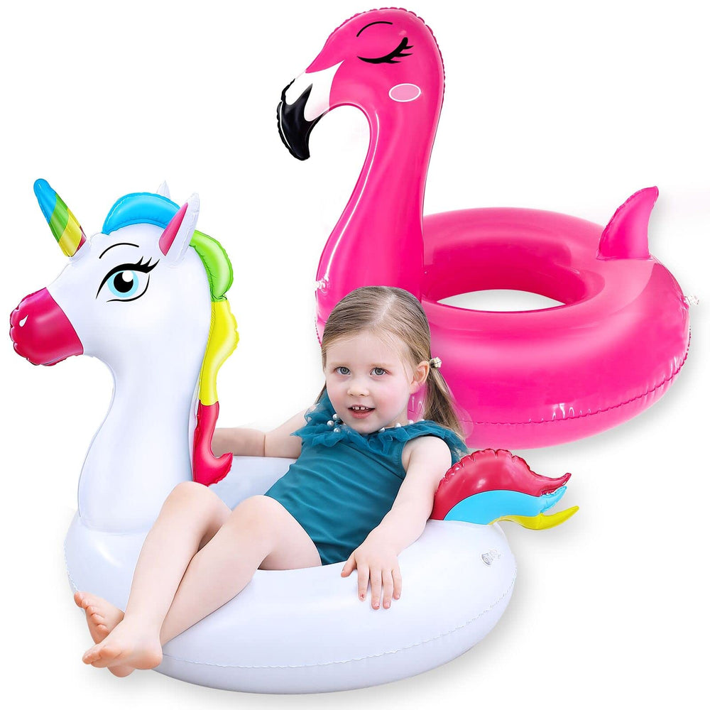 Camlinbo unicorn swim float for kids, bright pool playtime.