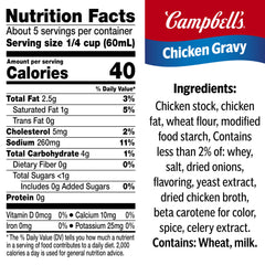 Serving bowl with Campbell's Chicken Gravy enhances potatoes and poultry