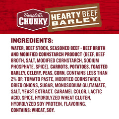 Campbell’s Chunky Beef and Barley beside campfire, ideal for outdoor dinners