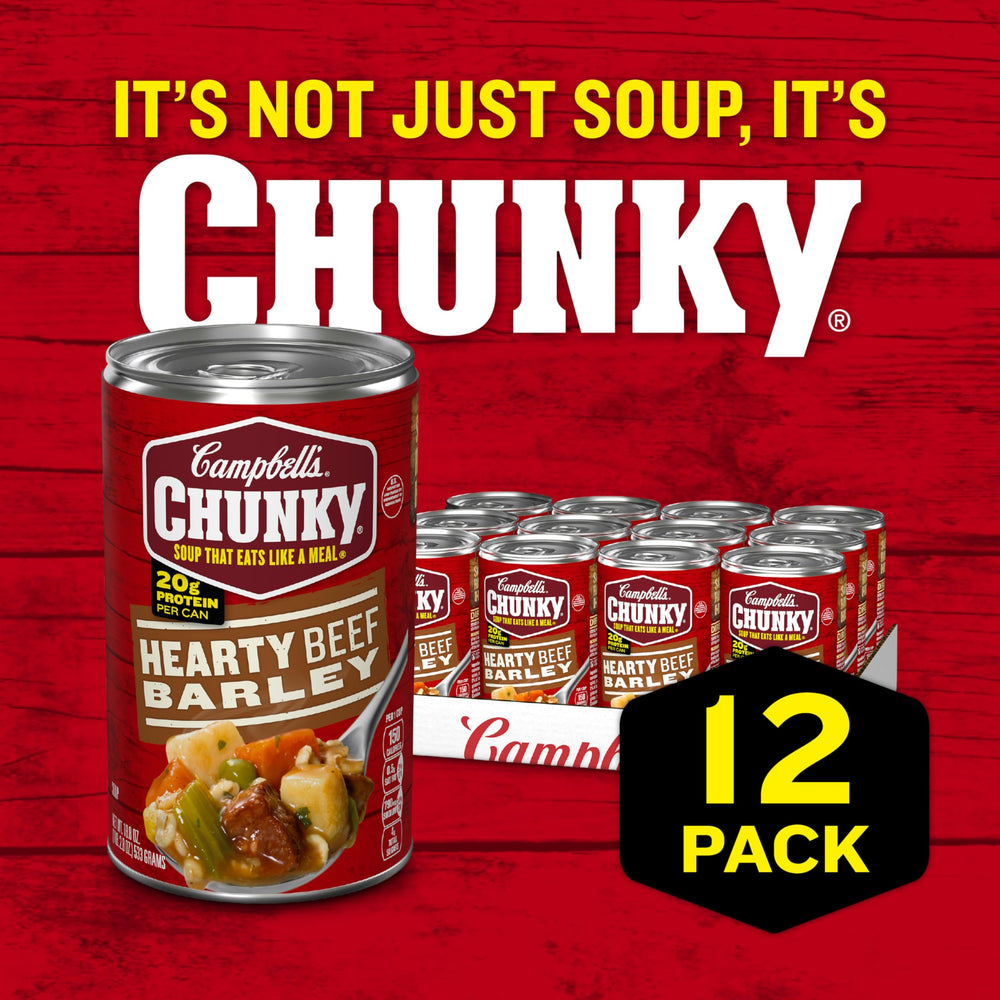 Microwave-ready Campbell’s Chunky Beef and Barley in a ready-to-serve bowl