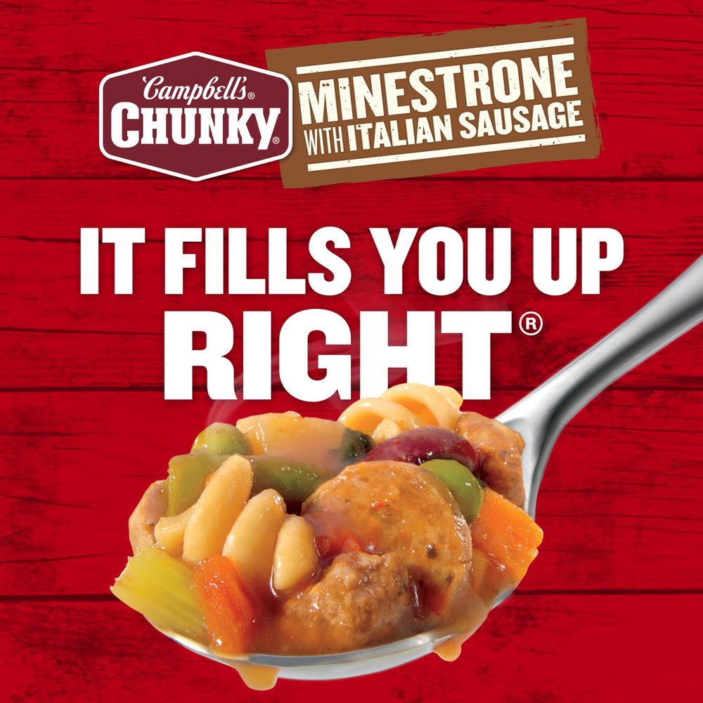 Campbell's Chunky Minestrone with Italian Sausage microwavable bowl ready in minutes