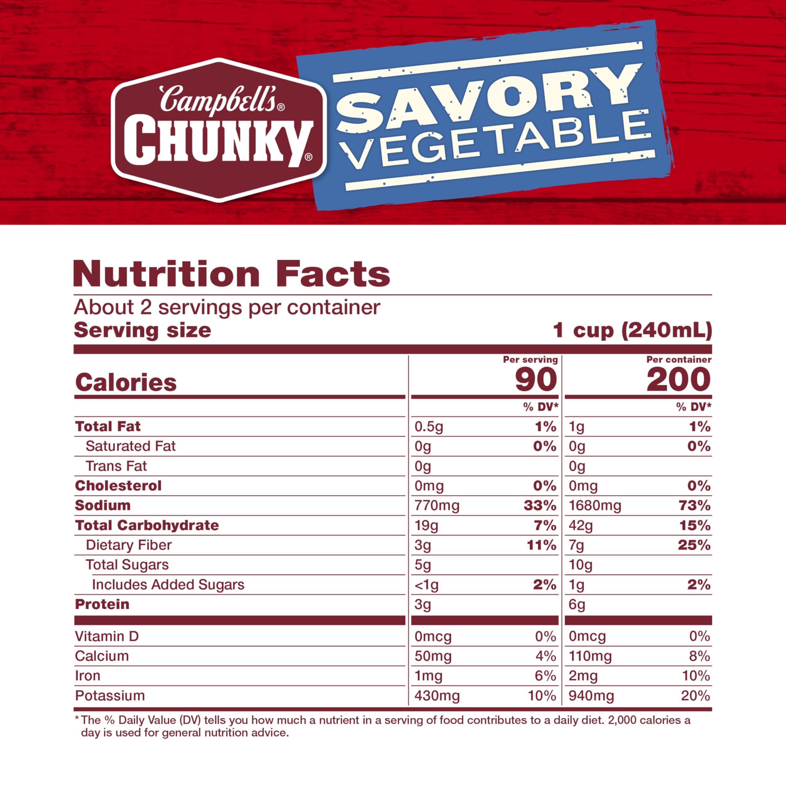 Ingredients close-up reveals potatoes, carrots, corn, green beans, peas in tomato broth.