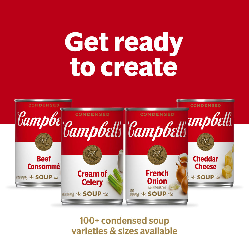 Ready-to-serve plate featuring Campbell's Cream of Chicken and Mushroom Soup as a comforting starter