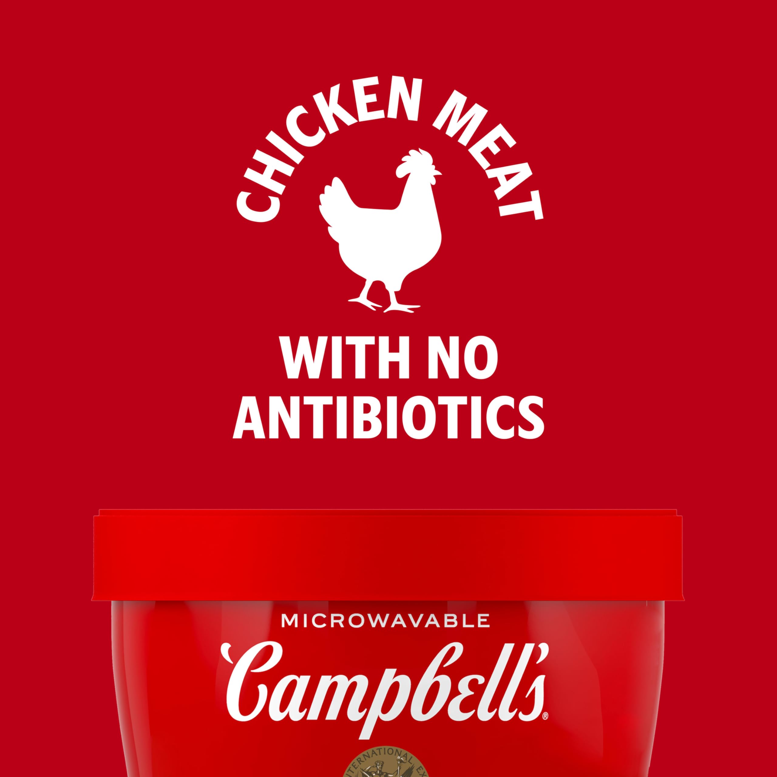 Campbell's Homestyle Chicken Noodle Soup no antibiotics label signaling quality ingredients