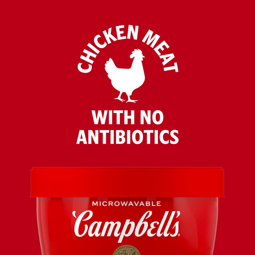 Campbell's Homestyle Chicken Noodle Soup no antibiotics label signaling quality ingredients