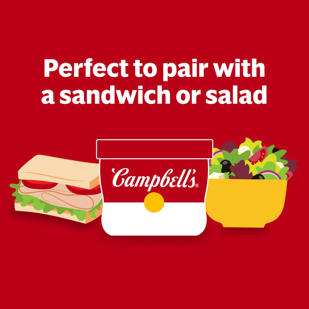 Campbell's Homestyle Chicken Noodle Soup noodles and chicken close-up for classic comforting flavor