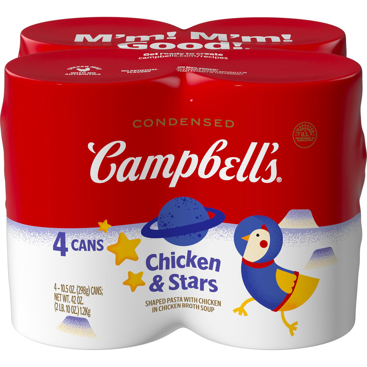 Campbell’s Kids Chicken and Stars soup can at a glance, convenient pantry staple for busy weeknights.
