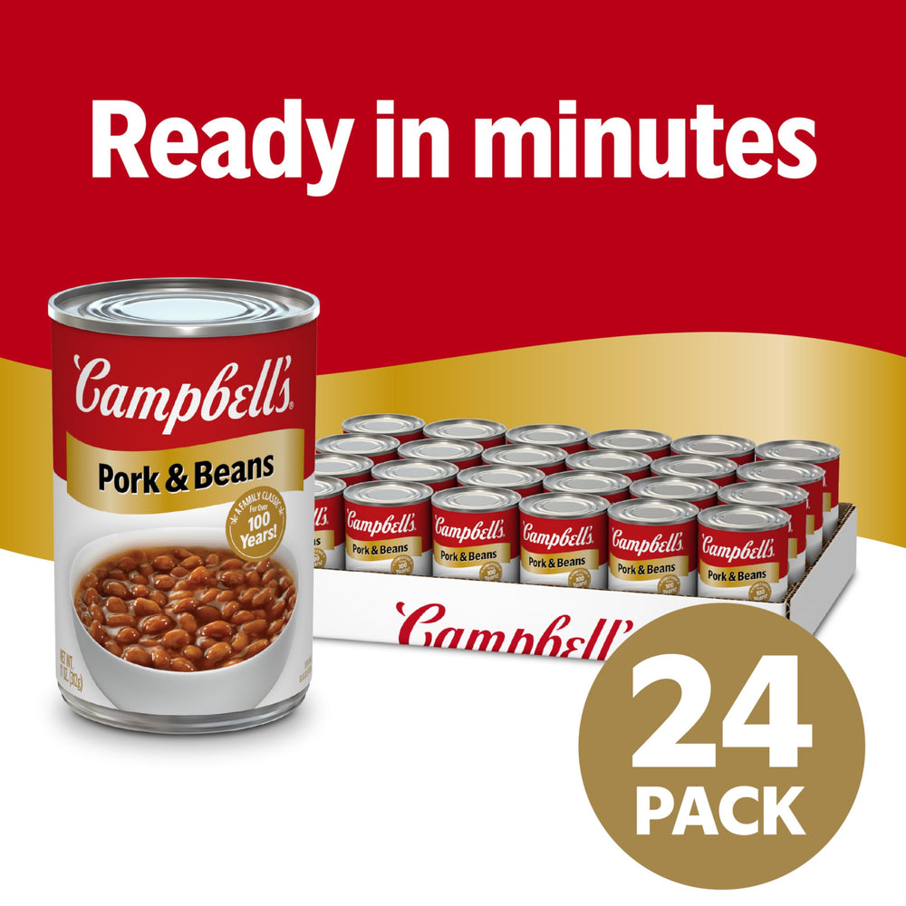 Close-up of tender beans and pork in Campbell's Pork and Beans