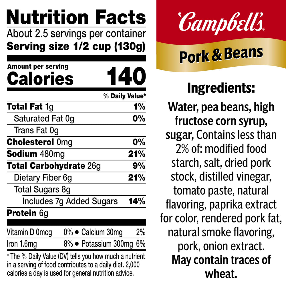Campbell's Pork and Beans with logo visible in serving dish for fast sides